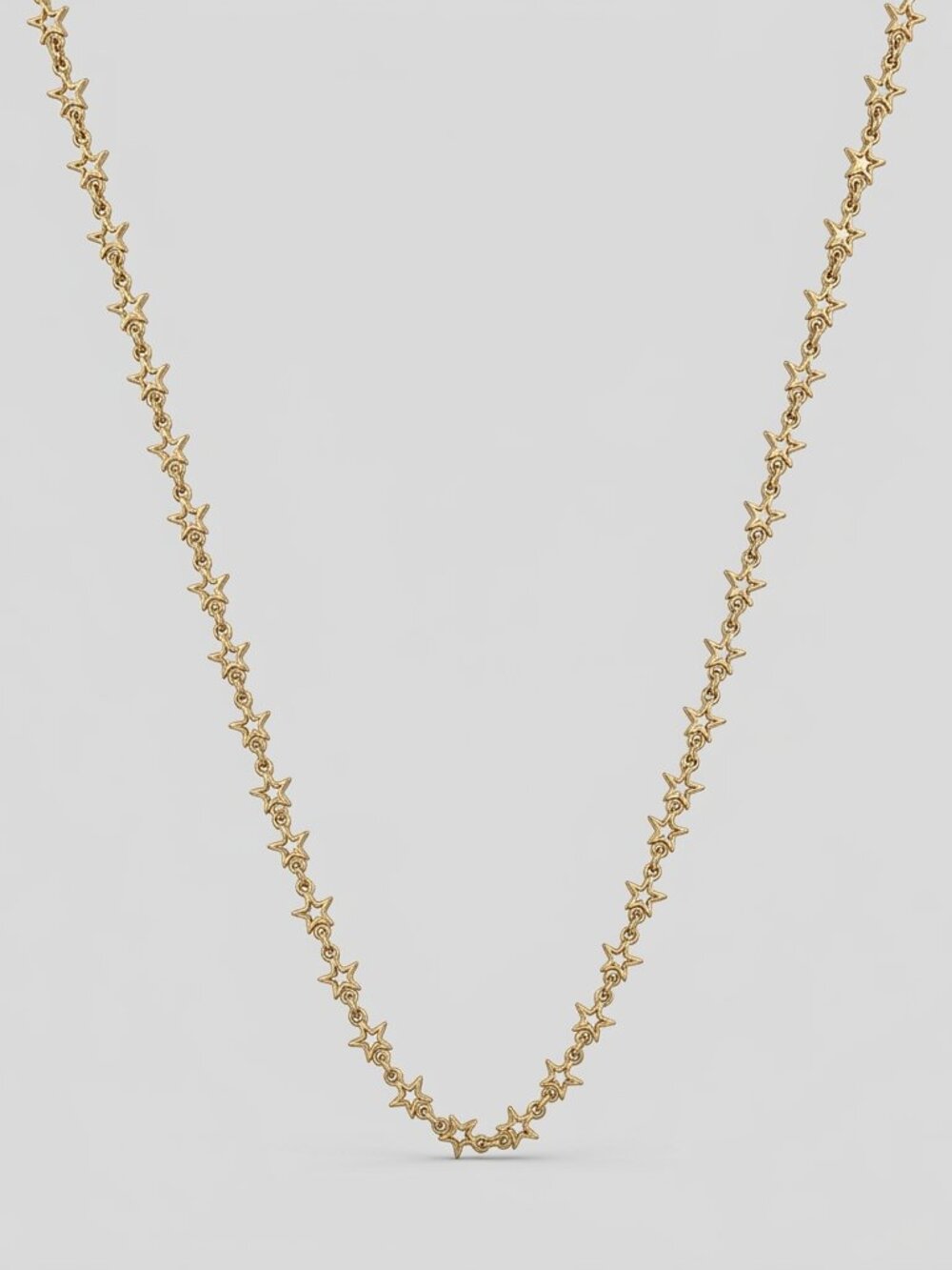 Vintage Gold Star Link Chain Choker Necklace